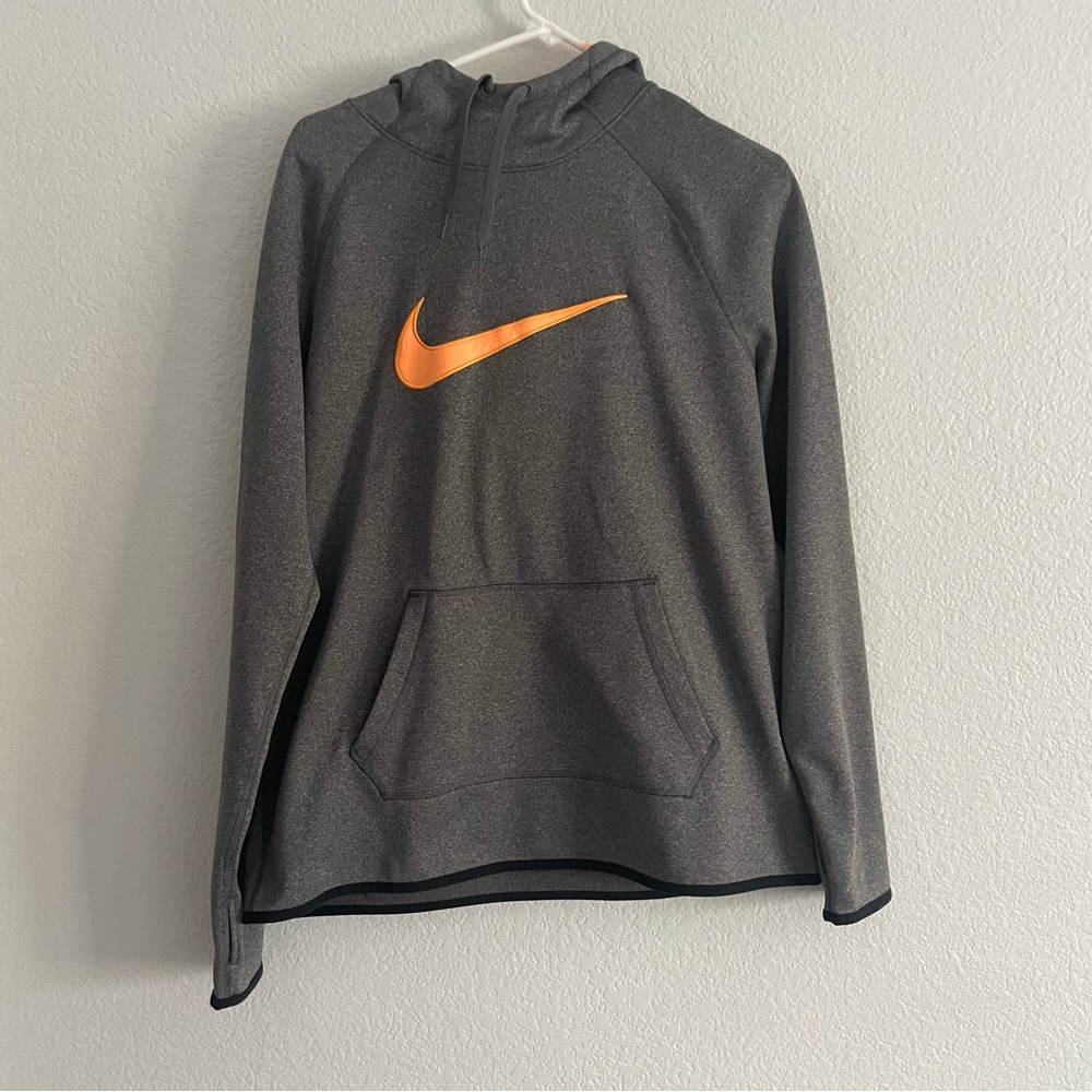 nike dri-fit gray and pink hoodie